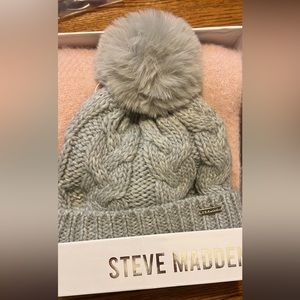 Steve Madden hat and scarf. Gray and light pink. New without tags.